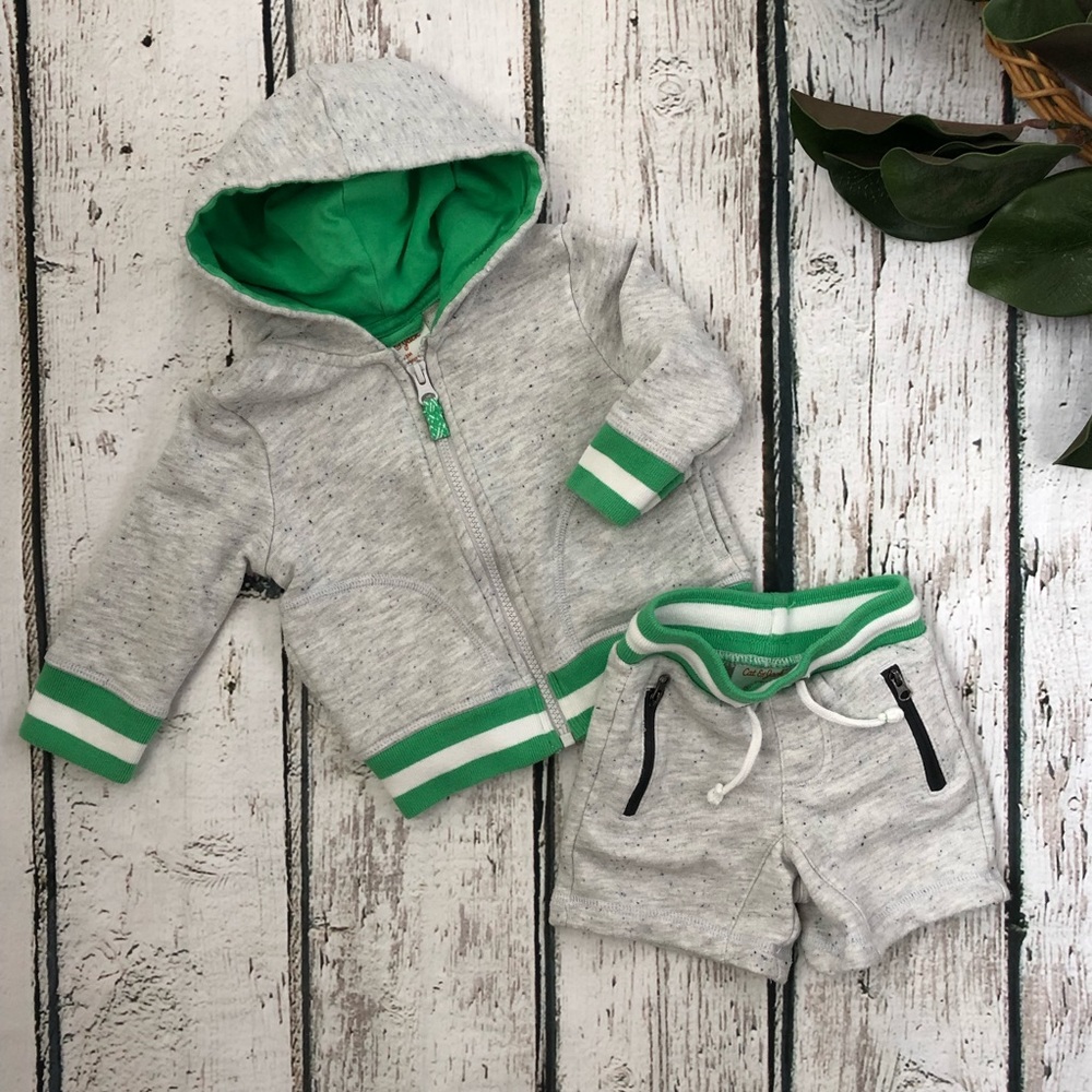 Cat & Jack Green Gray Sweatshirt Shorts Outfit